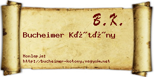 Bucheimer Kötöny névjegykártya